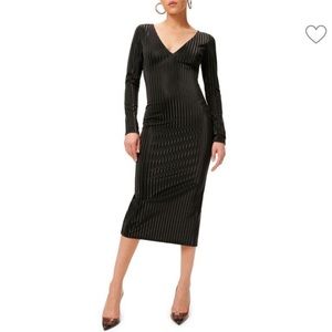 NWT Good American Black Holo Holographic Midi Bodycon Dress